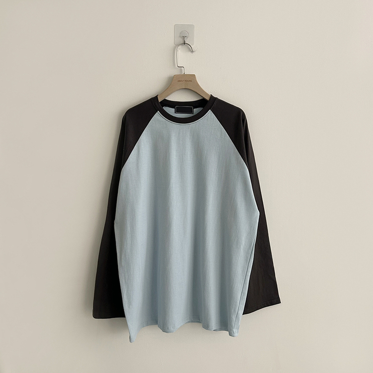 레인보우 오버핏 배색 나그랑 긴팔 티셔츠 루즈핏 래글런 긴팔티 겨울 데일리 박시핏 레이어드 상의 남여공용 커플티