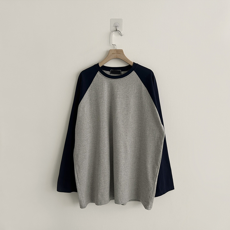 레인보우 오버핏 배색 나그랑 긴팔 티셔츠 루즈핏 래글런 긴팔티 겨울 데일리 박시핏 레이어드 상의 남여공용 커플티