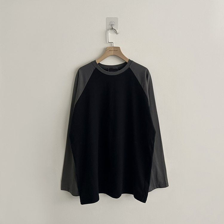 레인보우 오버핏 배색 나그랑 긴팔 티셔츠 루즈핏 래글런 긴팔티 겨울 데일리 박시핏 레이어드 상의 남여공용 커플티