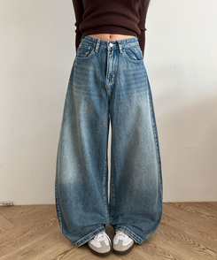 단테 워싱 와이드 데님 팬츠 3단기장 청바지 롱팬츠 연청