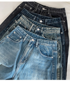 단테 워싱 와이드 데님 팬츠 3단기장 청바지 롱팬츠