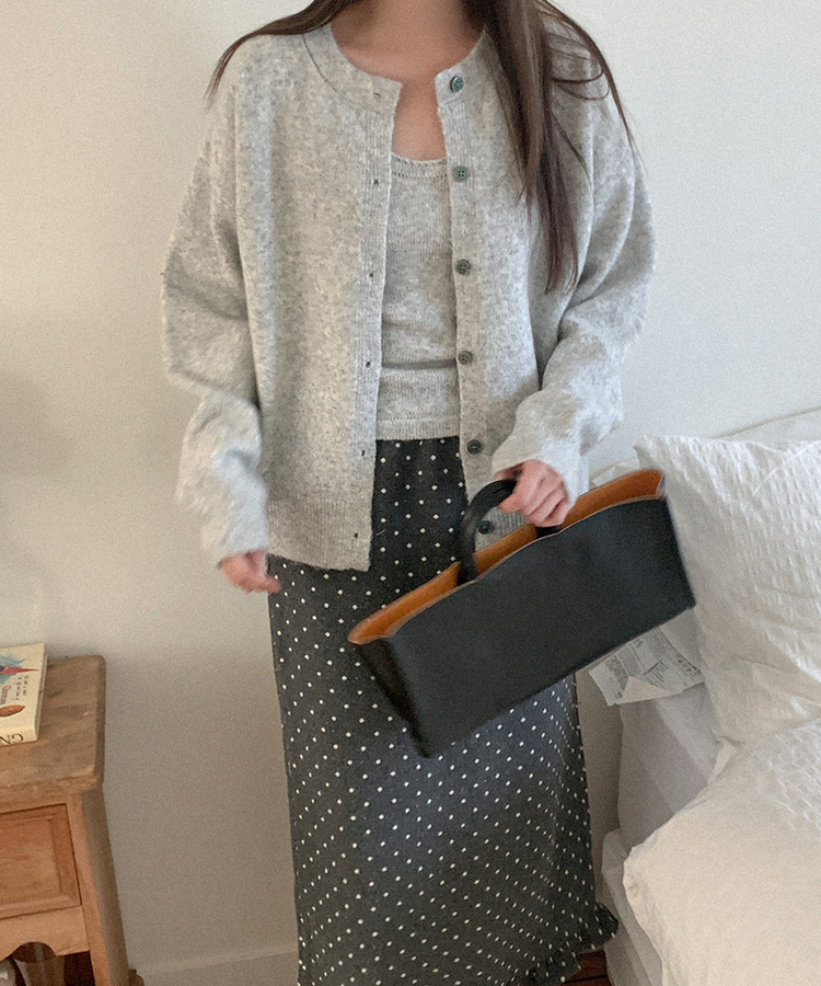 ウールドットフリルロングスカート CHARCOAL