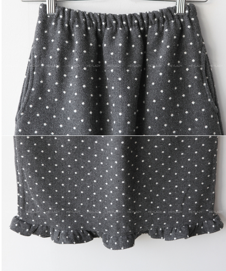 ウールドットフリルロングスカート