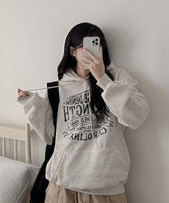 【起毛】ヘリテージレタリングフード OATMEAL