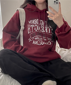 【起毛】ヘリテージレタリングフード WINE