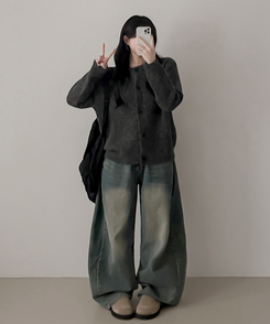 ルーズフィットニットカーディガン CHARCOAL