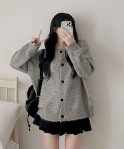 ルーズフィットニットカーディガン GRAY