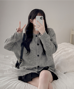 ルーズフィットニットカーディガン GRAY