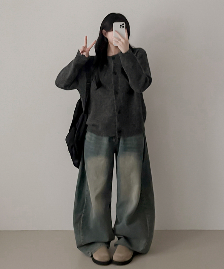 ルーズフィットニットカーディガン CHARCOAL