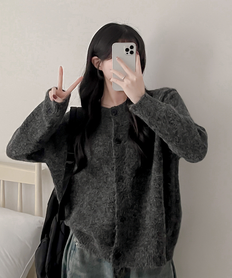 ルーズフィットニットカーディガン CHARCOAL