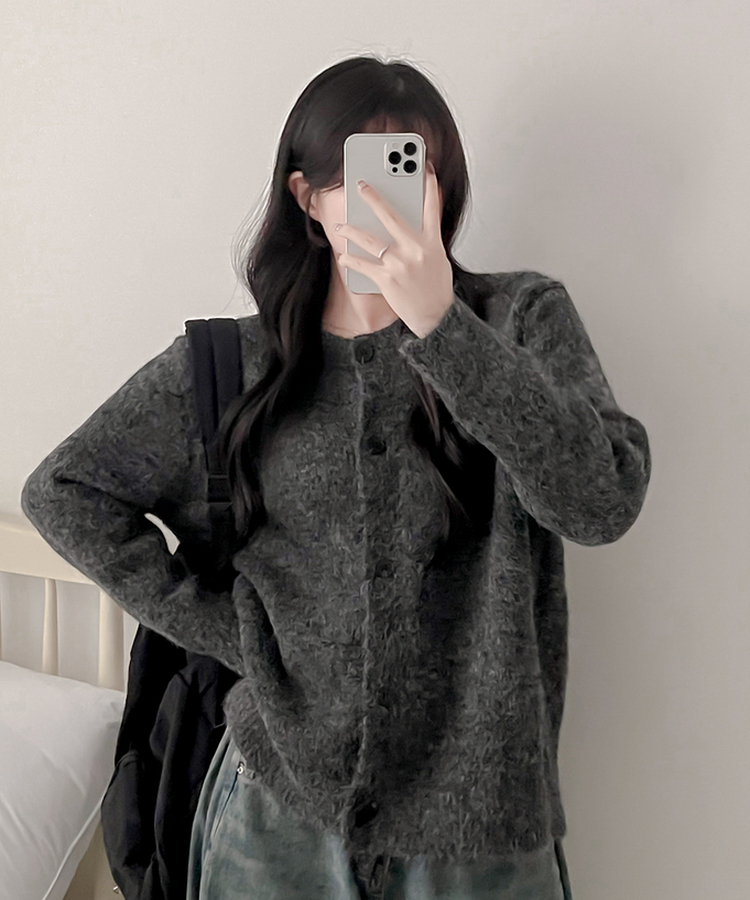 ルーズフィットニットカーディガン CHARCOAL