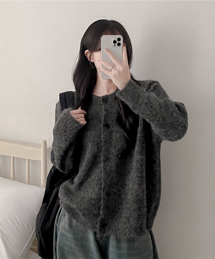 ルーズフィットニットカーディガン CHARCOAL