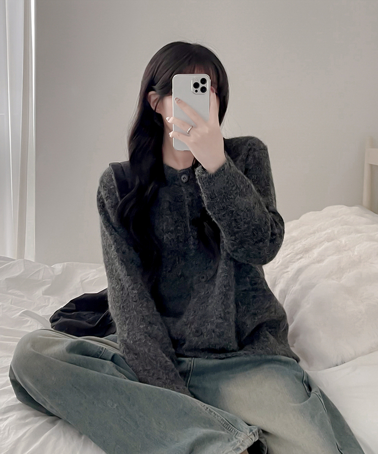 ルーズフィットニットカーディガン CHARCOAL