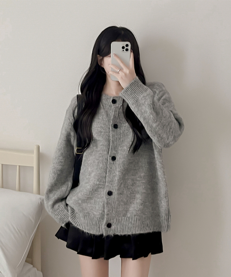ルーズフィットニットカーディガン GRAY