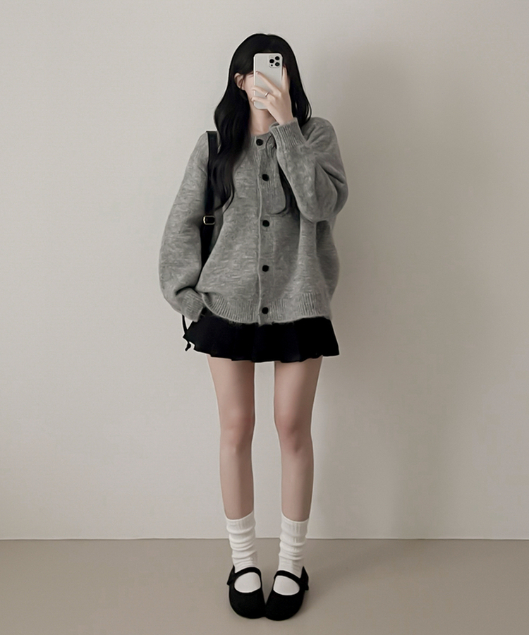 ルーズフィットニットカーディガン GRAY