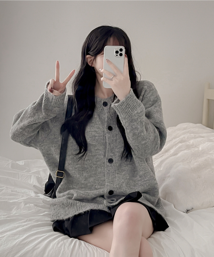 ルーズフィットニットカーディガン GRAY