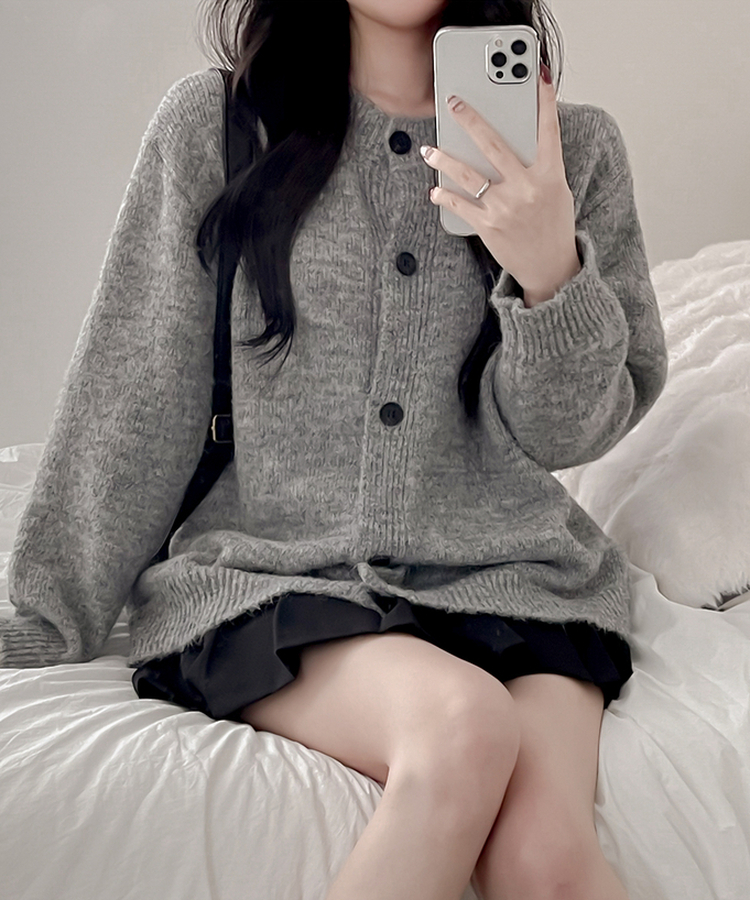 ルーズフィットニットカーディガン GRAY