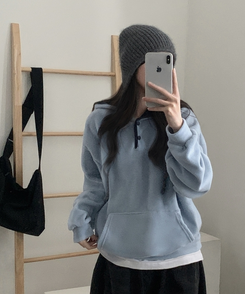 토즈오 버튼 스냅 후드 배색 후리스 소라