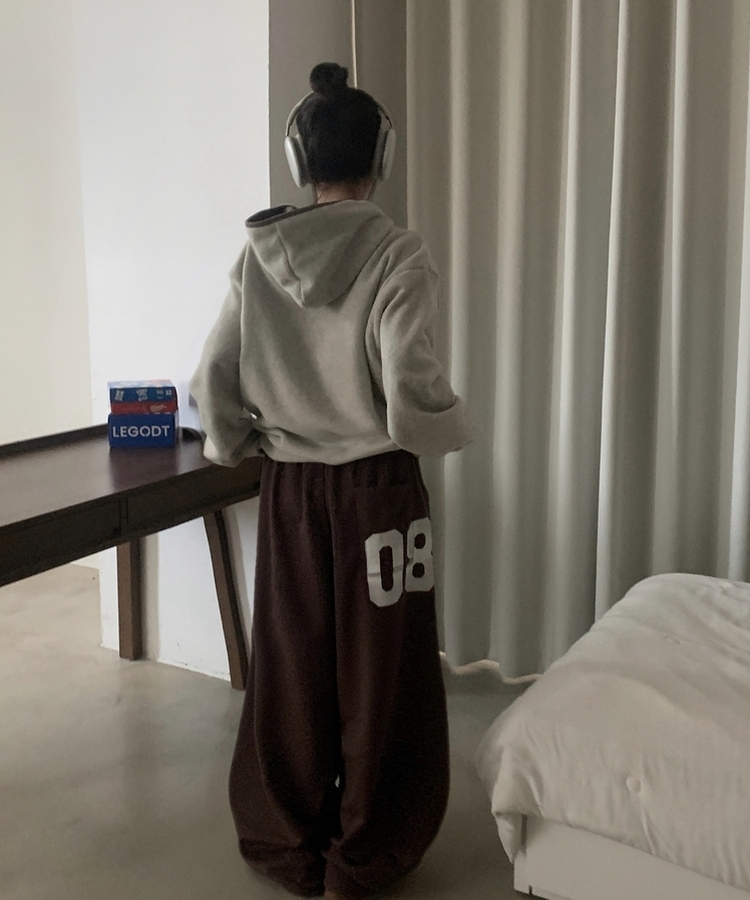 토즈오 버튼 스냅 후드 배색 후리스 오트밀