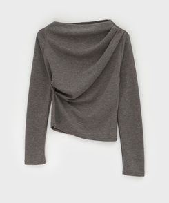 シャーリングワンショルダー長袖Tシャツ