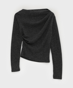 シャーリングワンショルダー長袖Tシャツ