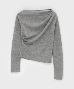 シャーリングワンショルダー長袖Tシャツ