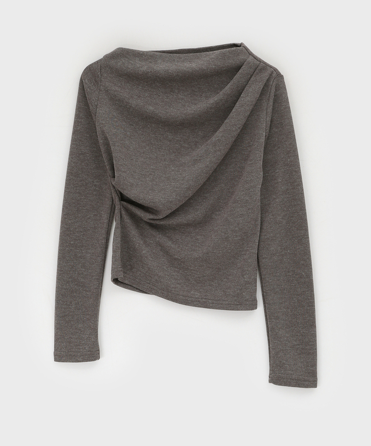 シャーリングワンショルダー長袖Tシャツ