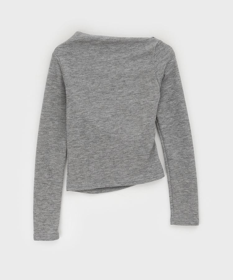 シャーリングワンショルダー長袖Tシャツ