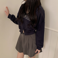 グリッターフードジップアップパーカー NAVY