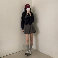 グリッターフードジップアップパーカー NAVY