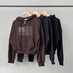 グリッターフードジップアップパーカー