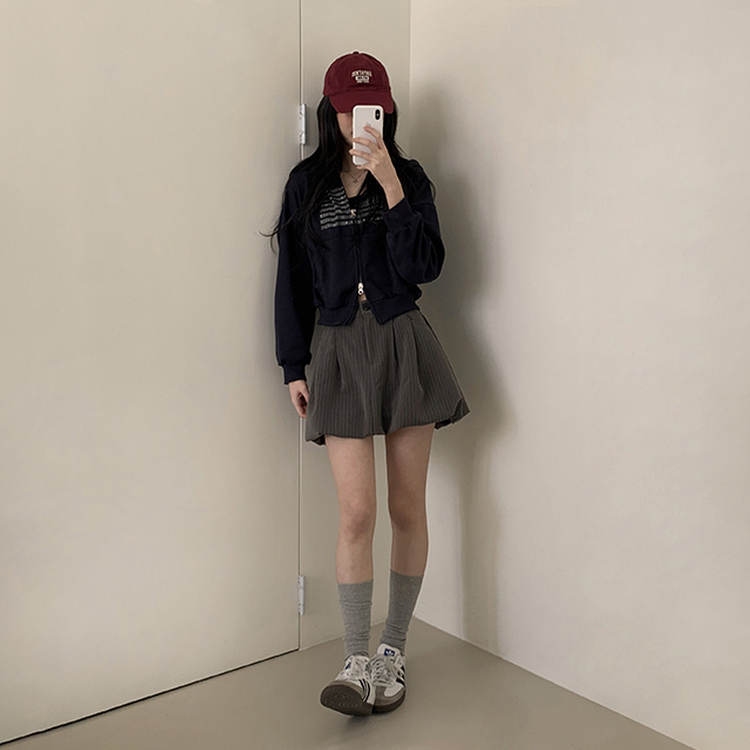 グリッターフードジップアップパーカー NAVY