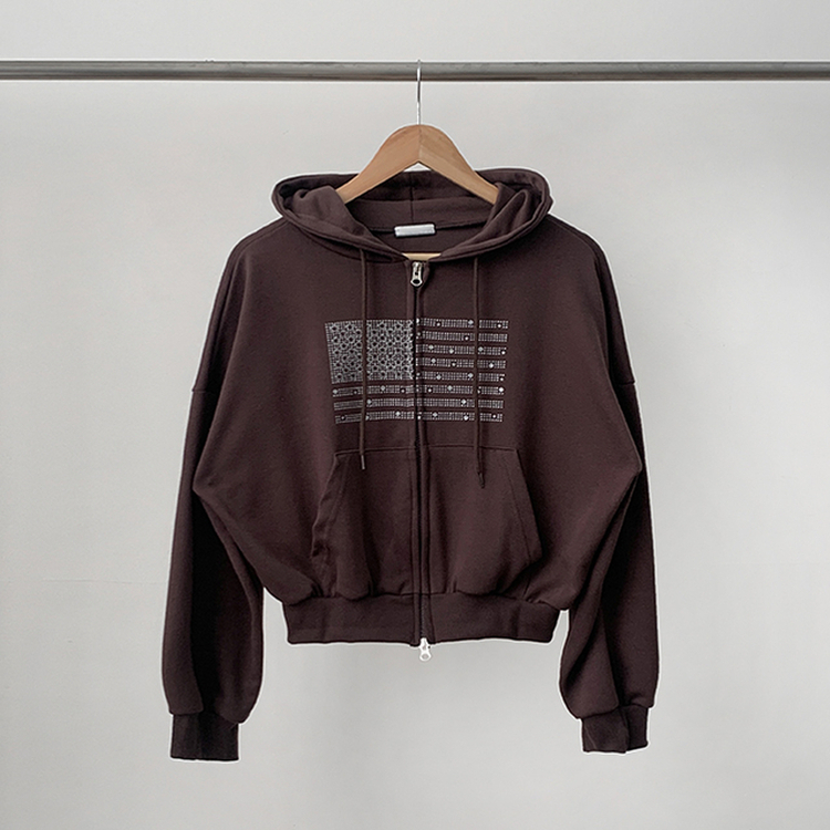 グリッターフードジップアップパーカー