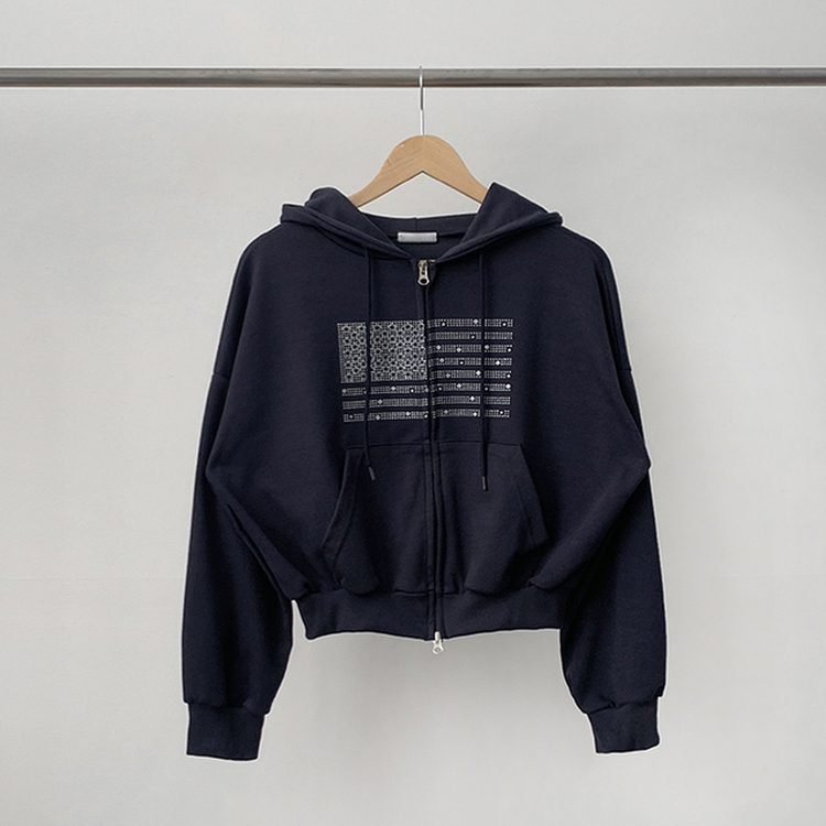 グリッターフードジップアップパーカー