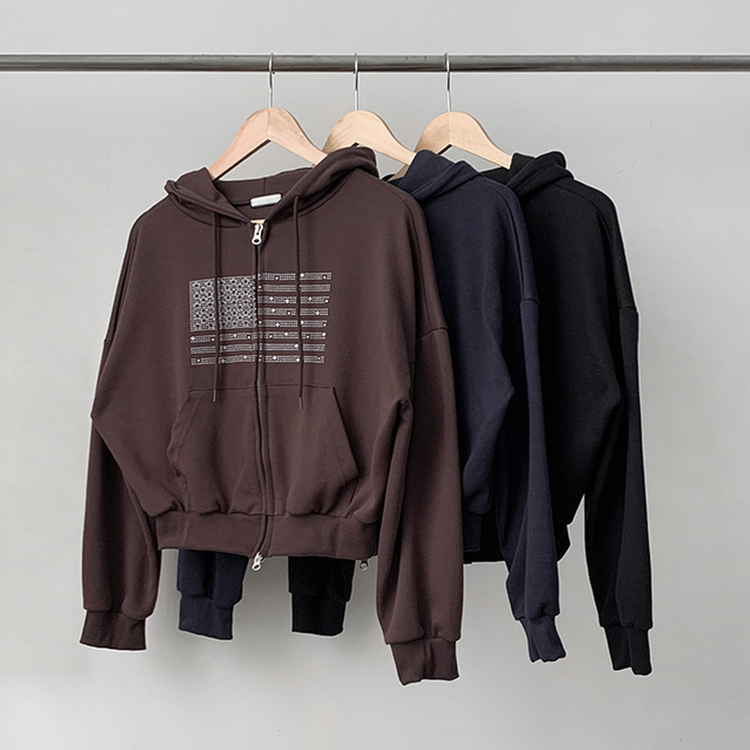 グリッターフードジップアップパーカー