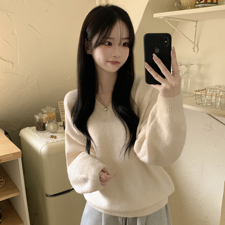 램스울 무지 브이넥 램스울 나그랑 오버핏 울니트 여름쿨톤 소라색니트 딸기우유 빅사이즈 오트베이지