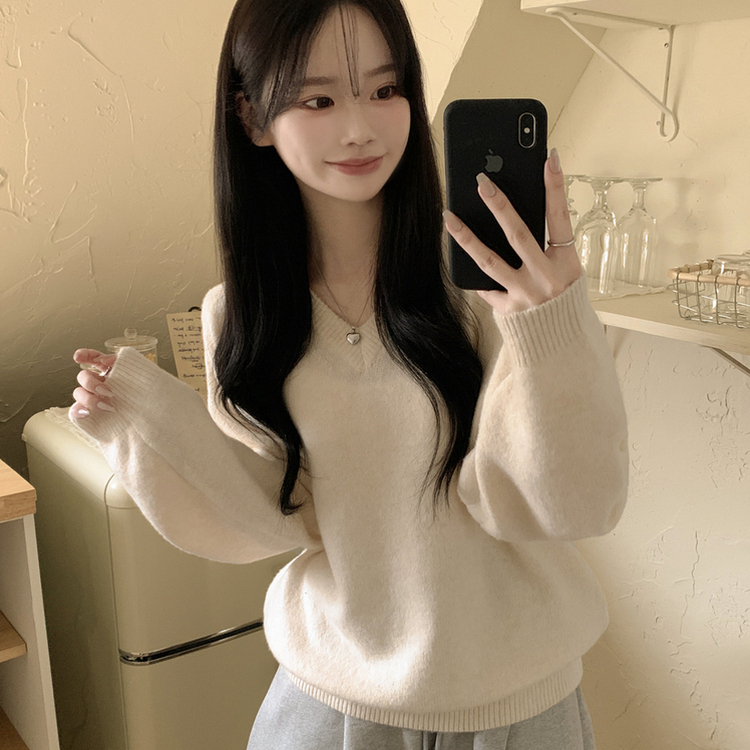 램스울 무지 브이넥 램스울 나그랑 오버핏 울니트 여름쿨톤 소라색니트 딸기우유 빅사이즈 오트베이지