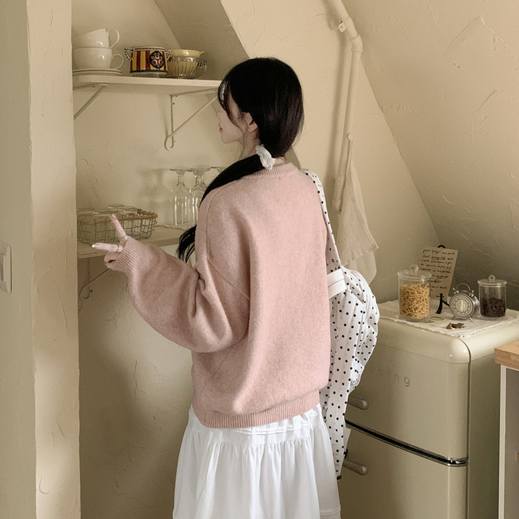 램스울 무지 브이넥 램스울 나그랑 오버핏 울니트 여름쿨톤 소라색니트 딸기우유 빅사이즈 카메오로즈