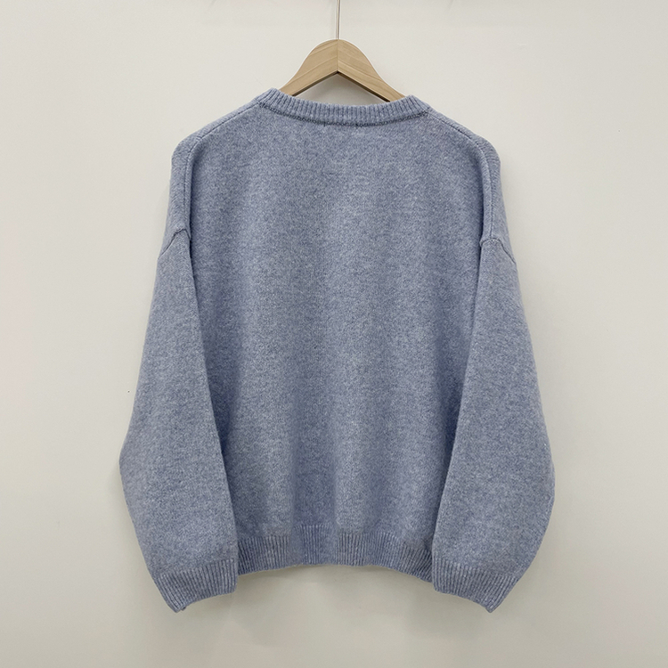 램스울 무지 브이넥 램스울 나그랑 오버핏 울니트 여름쿨톤 소라색니트 딸기우유 빅사이즈