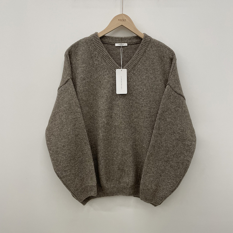 램스울 무지 브이넥 램스울 나그랑 오버핏 울니트 여름쿨톤 소라색니트 딸기우유 빅사이즈