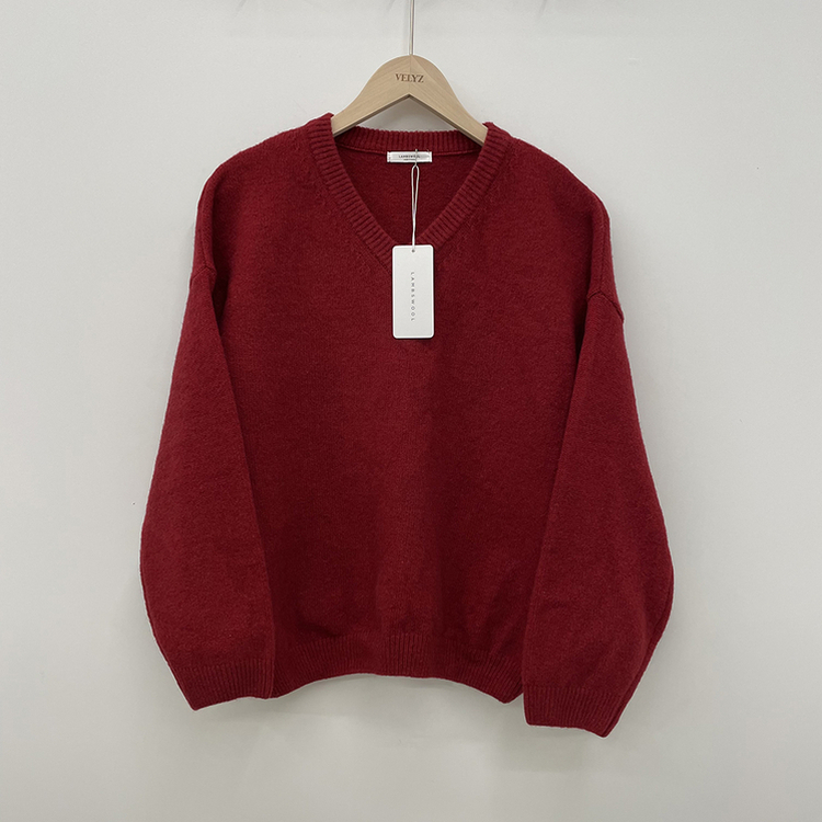 램스울 무지 브이넥 램스울 나그랑 오버핏 울니트 여름쿨톤 소라색니트 딸기우유 빅사이즈