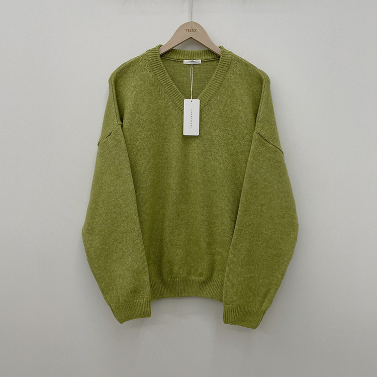 램스울 무지 브이넥 램스울 나그랑 오버핏 울니트 여름쿨톤 소라색니트 딸기우유 빅사이즈