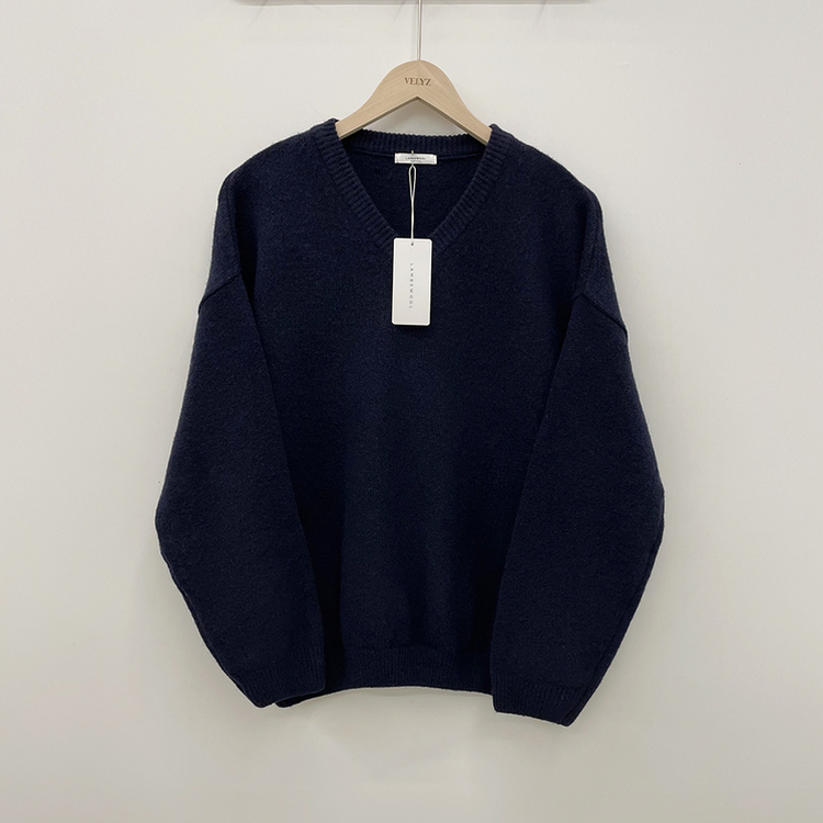 램스울 무지 브이넥 램스울 나그랑 오버핏 울니트 여름쿨톤 소라색니트 딸기우유 빅사이즈