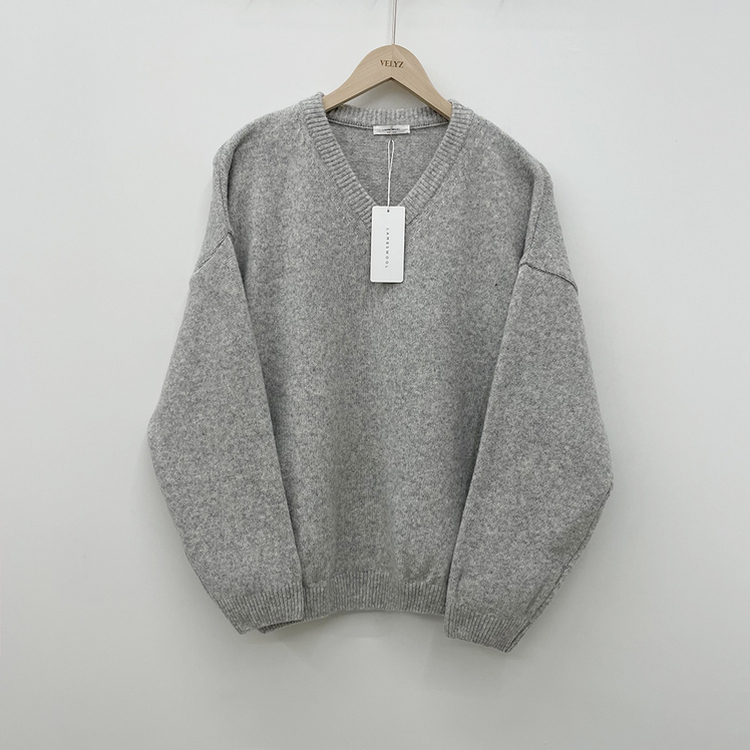 램스울 무지 브이넥 램스울 나그랑 오버핏 울니트 여름쿨톤 소라색니트 딸기우유 빅사이즈