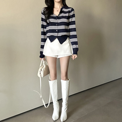 イカラーストライプカーディガン DARK BLUE