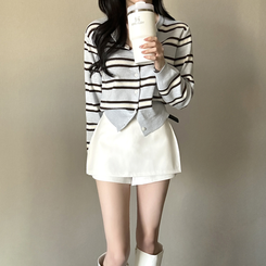 イカラーストライプカーディガン SKY BLUE