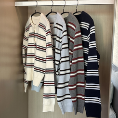 イカラーストライプカーディガン