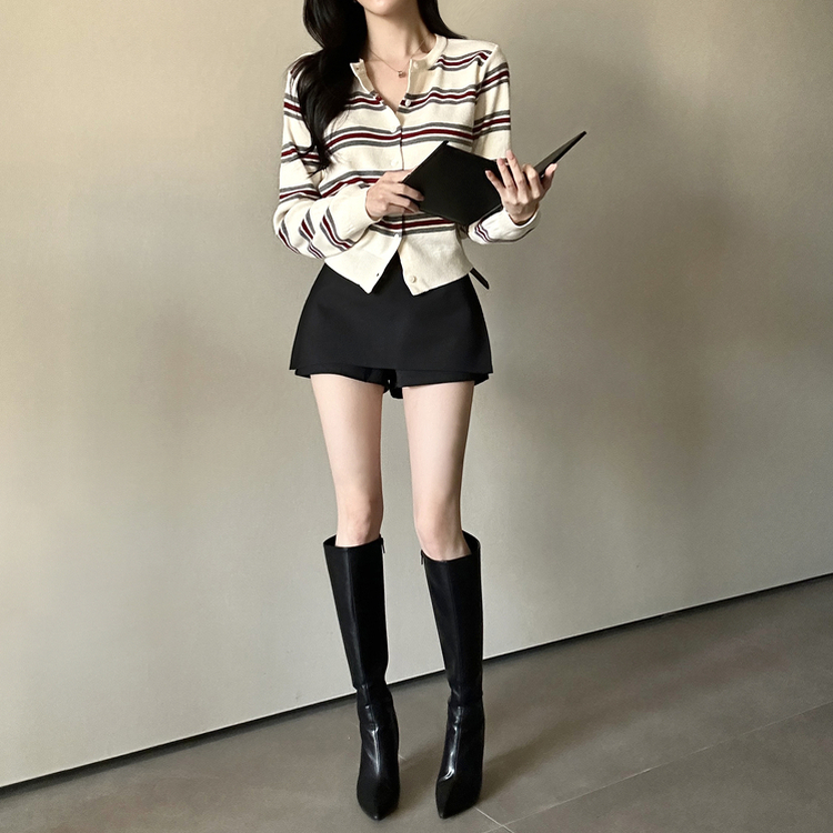 イカラーストライプカーディガン IVORY