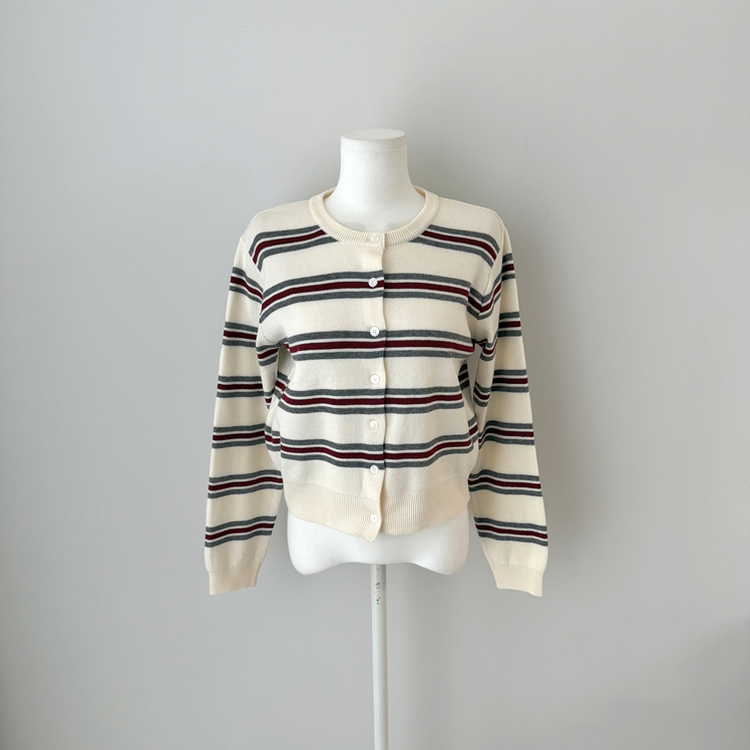 イカラーストライプカーディガン