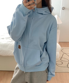 ミニレザーUSAハイネックフードジップアップ(5color) SKY BLUE